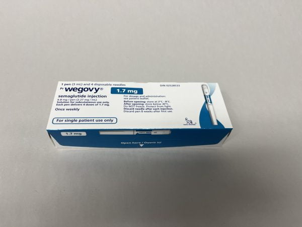 Wegovy 1.7mg a box of medicine on a white surface