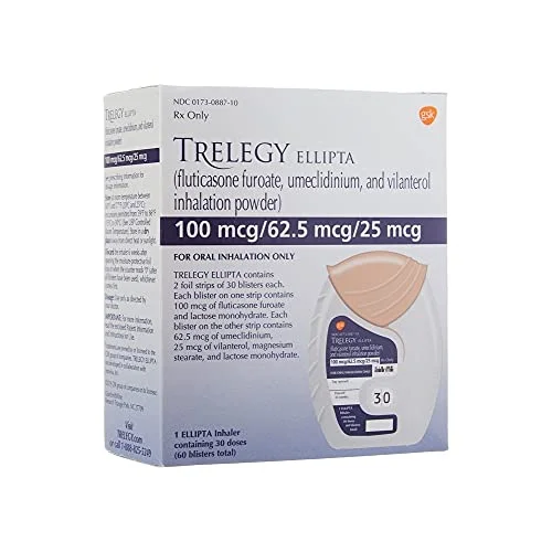 Trelegy-Ellipta - a box with a label on it